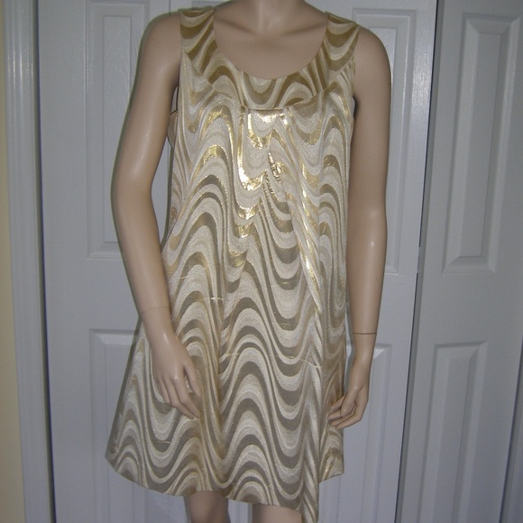 PINK TARTAN Gold Dress Size 8 - Picture 1 of 3